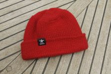 Kleine Mütze mit einfachem Umschlag, rot (100% Schurwolle)